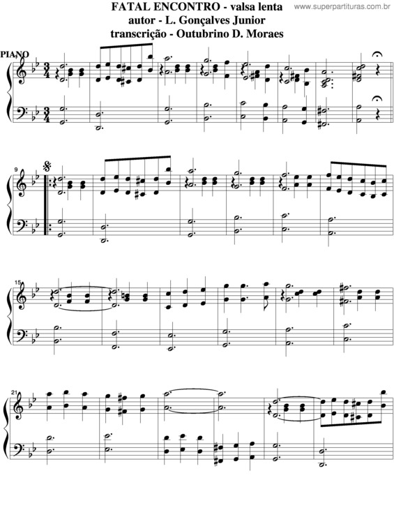 Partitura da música Fatal Encontro v.6