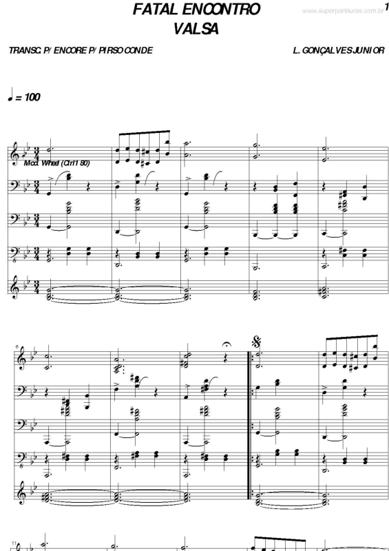 Partitura da música Fatal Encontro