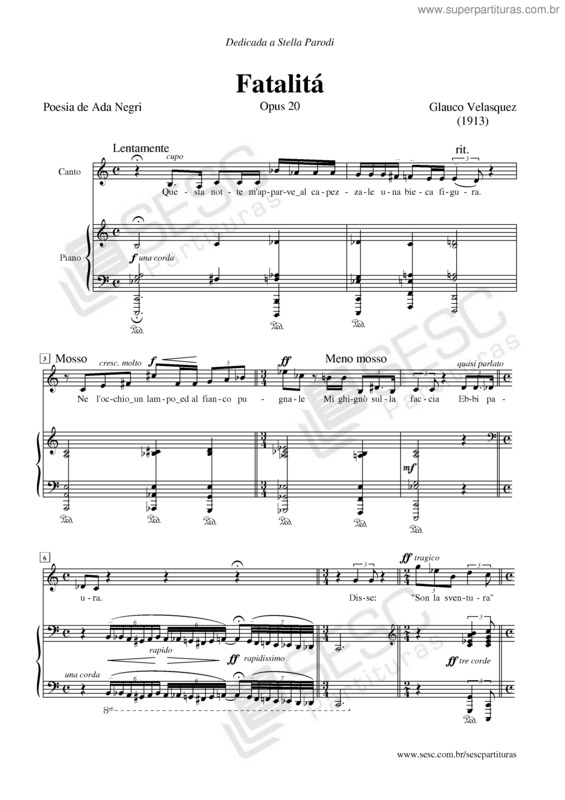 Partitura da música Fatalitá