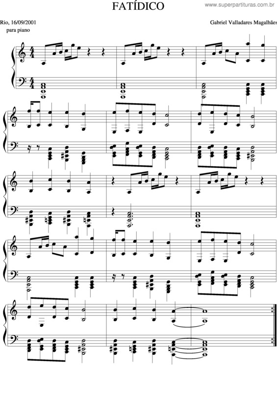 Partitura da música Fatídico