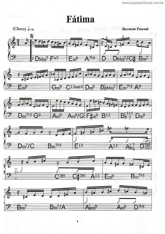 Partitura da música Fátima v.3