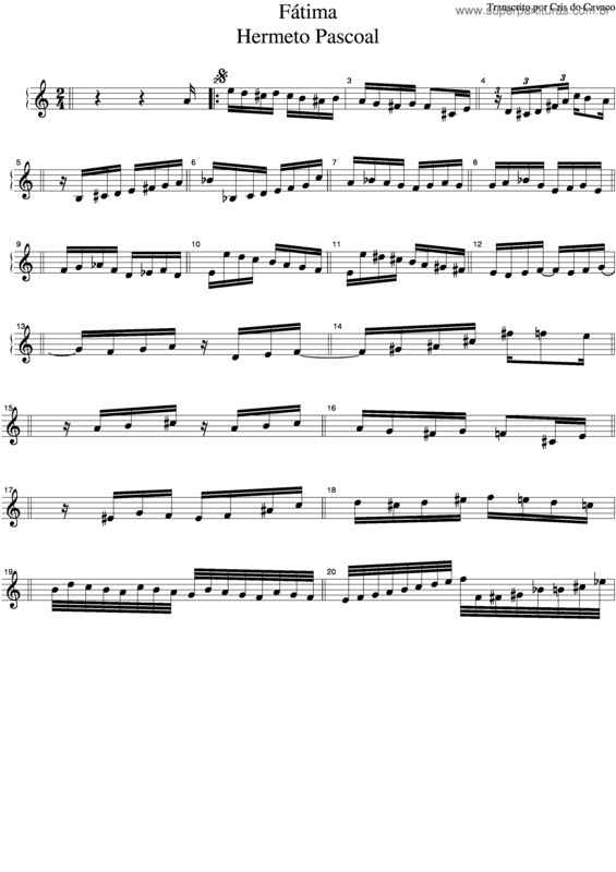 Partitura da música Fátima