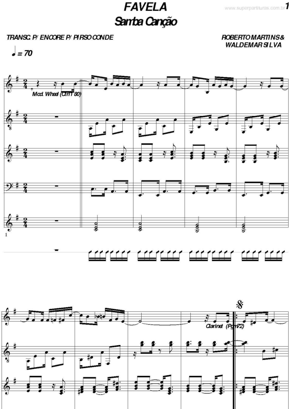 Partitura da música Favela