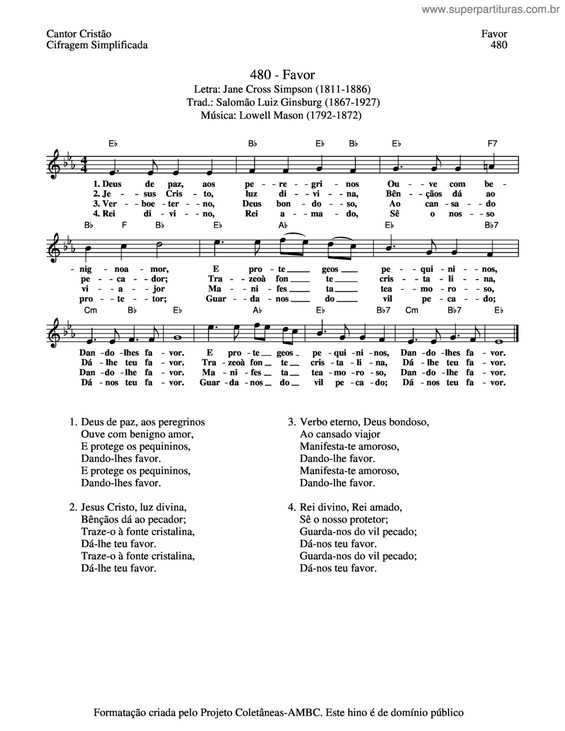 Partitura da música Favor