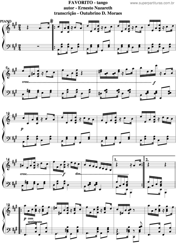 Partitura da música Favorito