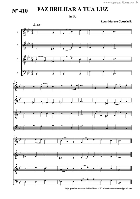 Partitura da música Faz Brilhar A Tua Luz v.2