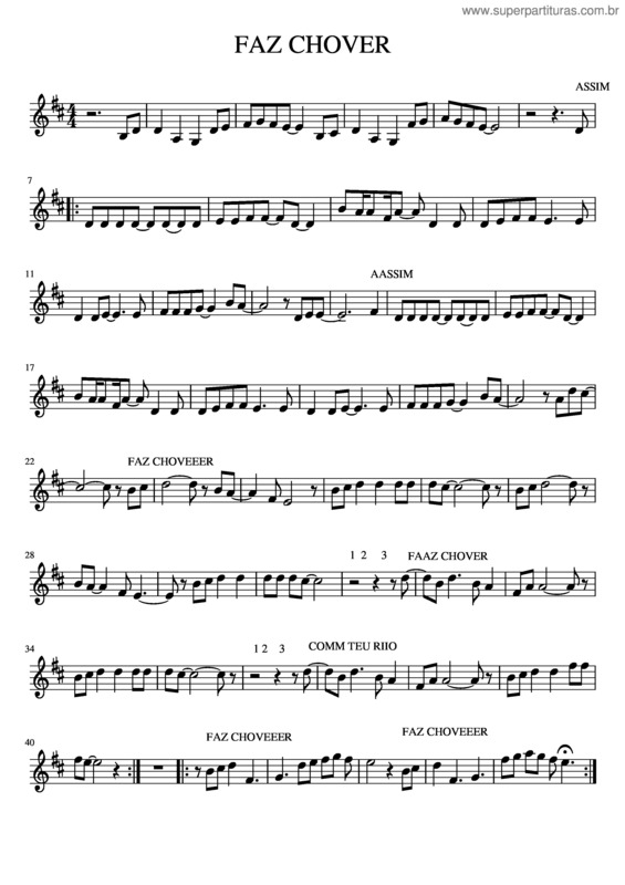Partitura da música Faz Chover Adaptação Para Semeando