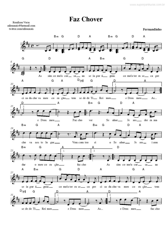 Partitura da música Faz Chover v.3