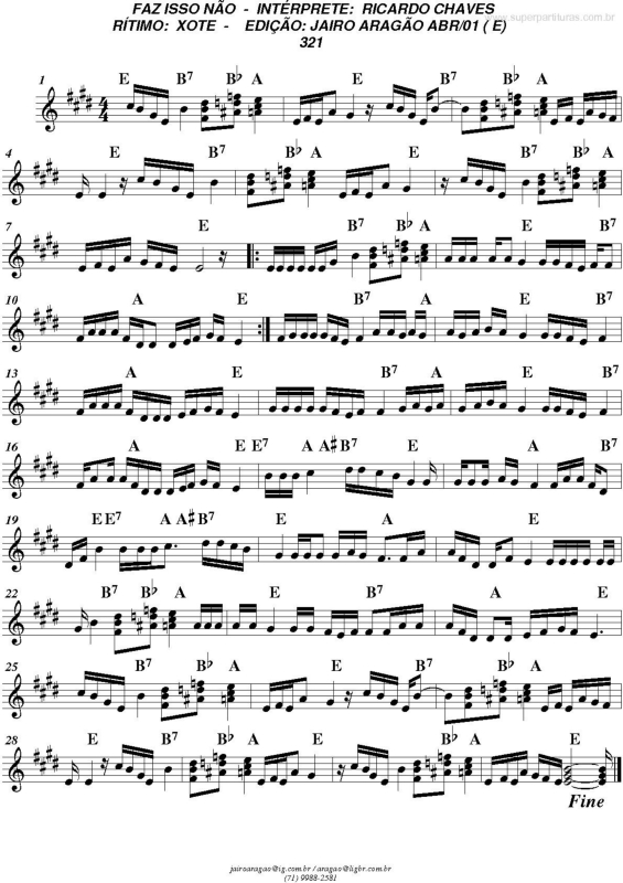 Partitura da música Faz isso não
