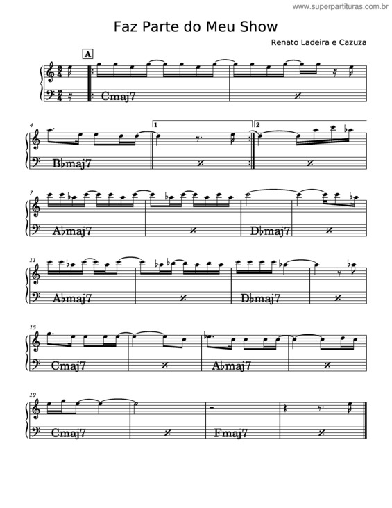 Partitura da música Faz Parte Do Meu Show – Renato Ladeira E Cazuza
