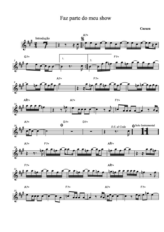 Partitura da música Faz Parte do Meu Show v.3