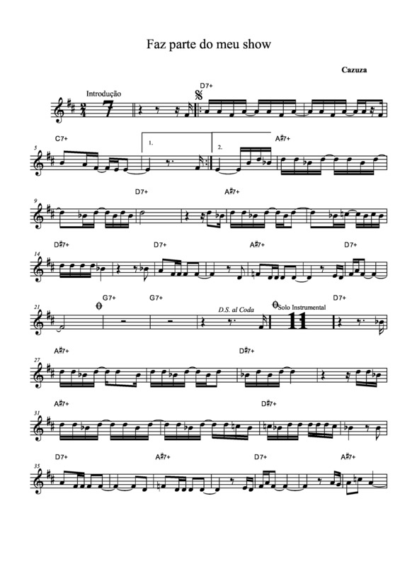 Partitura da música Faz Parte do Meu Show v.4