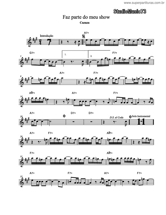 Partitura da música Faz Parte Do Meu Show