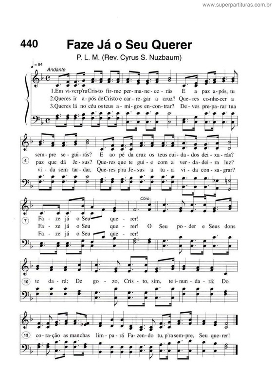 Partitura da música Faze Já O Seu Querer