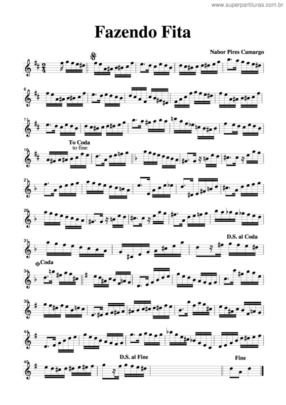 Partitura da música Fazendo Fita