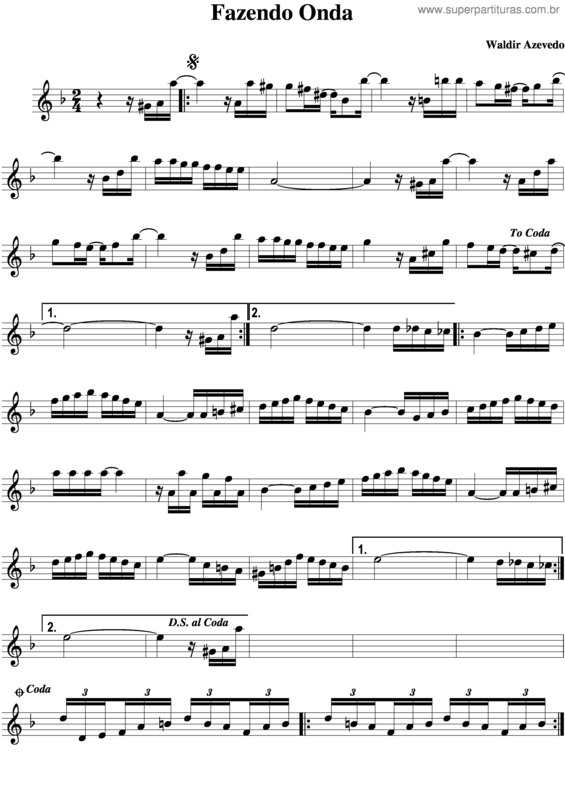 Partitura da música Fazendo Onda