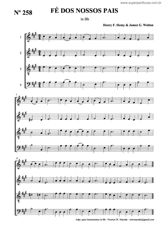 Partitura da música Fé Dos Nossos Pais v.2