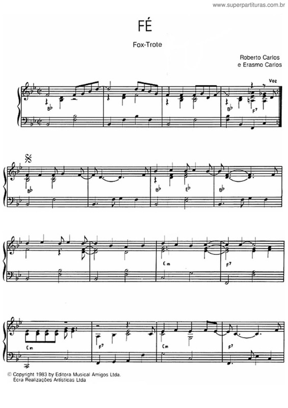 Partitura da música Fé