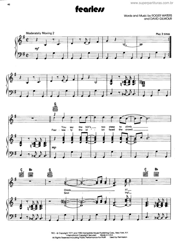 Partitura da música Fearless v.2