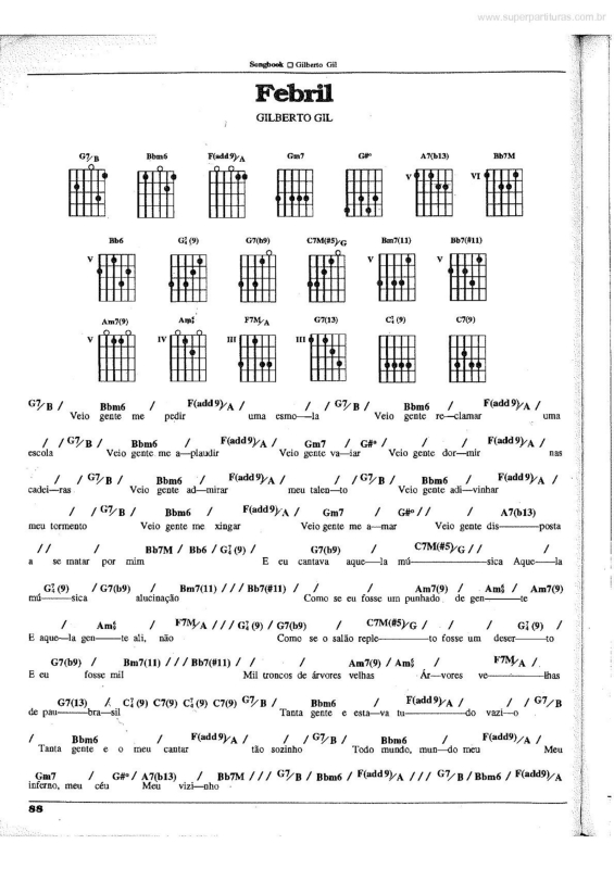 Partitura da música Febril