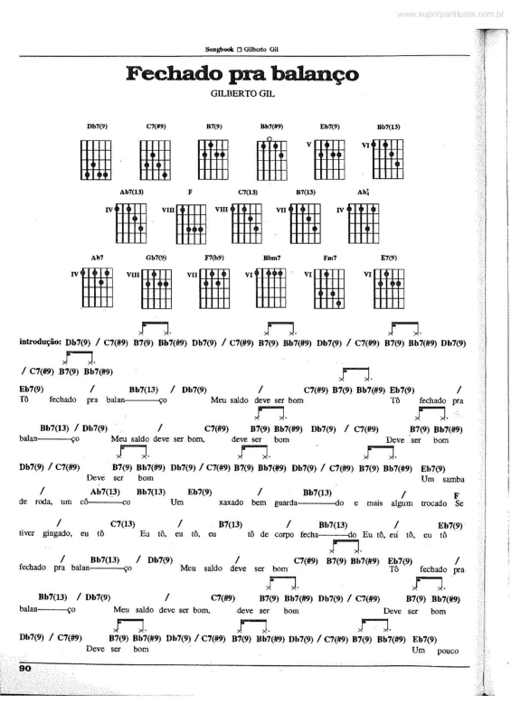 Partitura da música Fechado pra Balanço