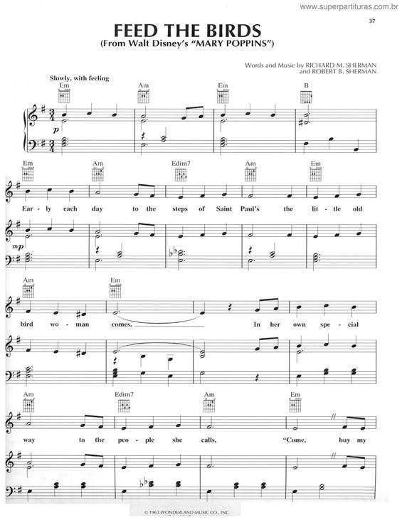 Partitura da música Feed The Birds v.2