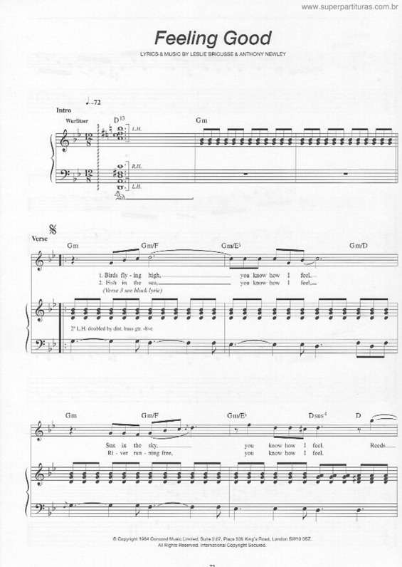 Partitura da música Feeling Good v.2