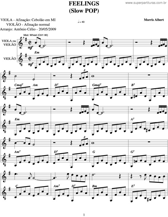 Partitura da música Feelings v.3