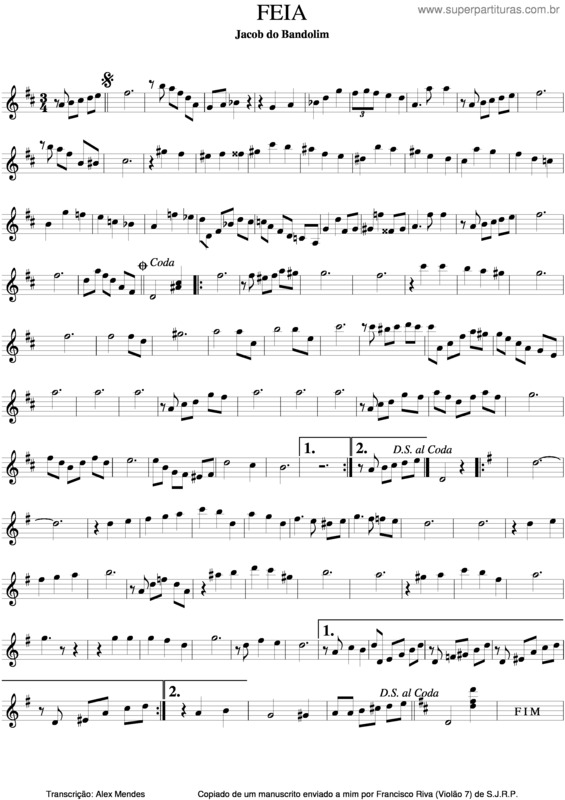 Partitura da música Feia v.2