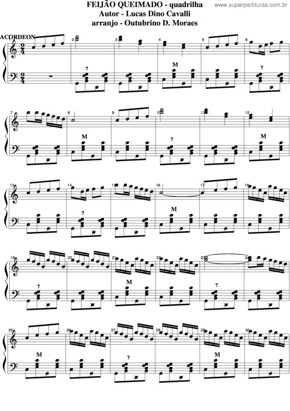 Partitura da música Feijão Queimado v.3