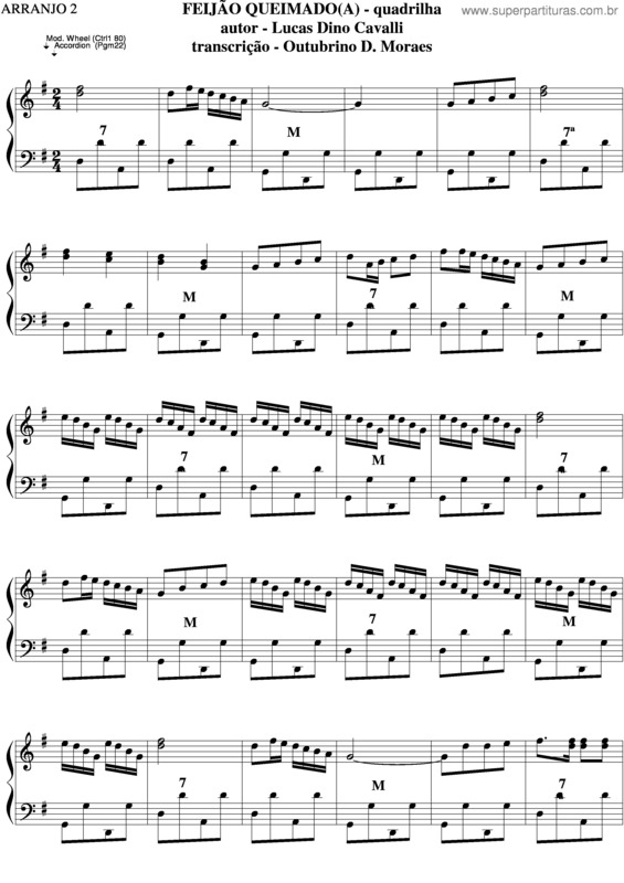 Partitura da música Feijão Queimado v.4