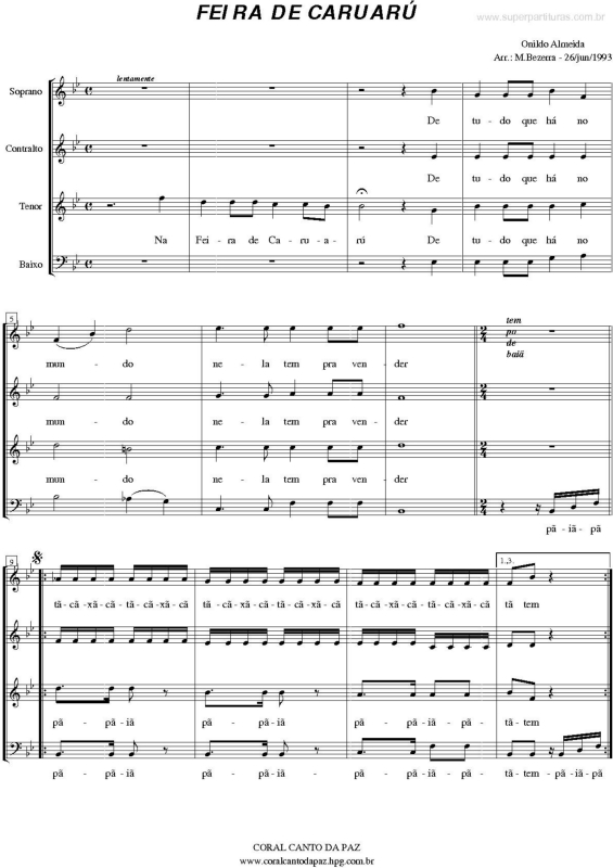 Partitura da música Feira de Daruarú