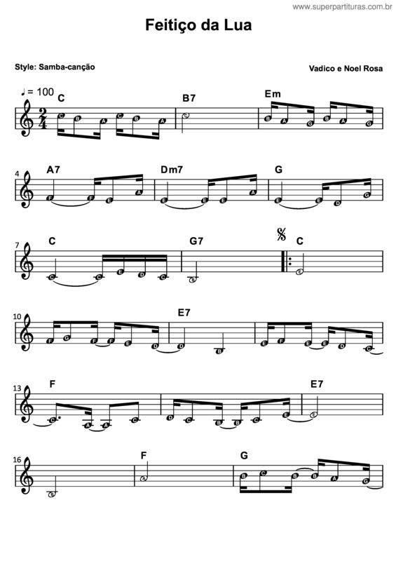 Partitura da música Feitiço Da Lua