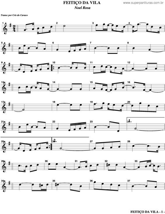 Partitura da música Feitiço Da Vila v.2