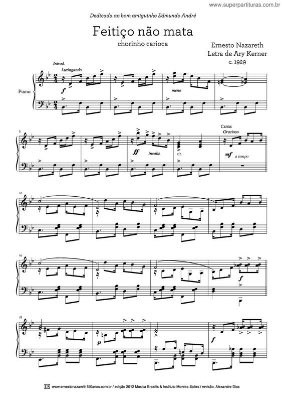 Partitura da música Feitiço não mata v.2