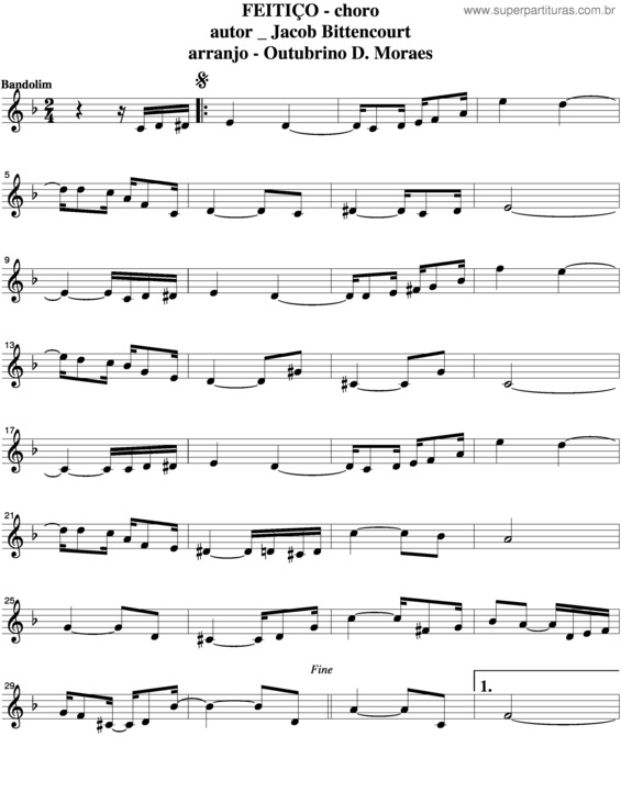 Partitura da música Feitiço v.5