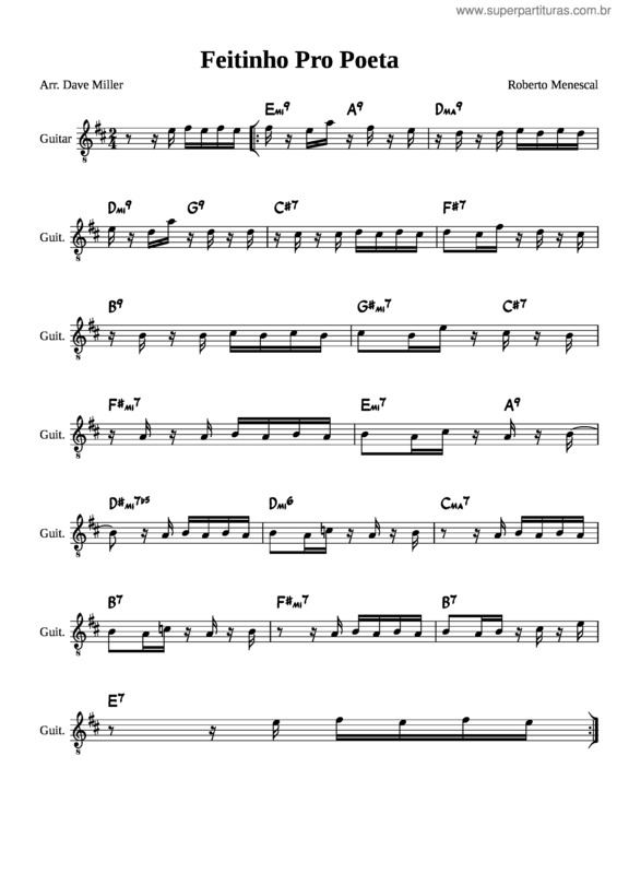 Partitura da música Feitinho Pro Poeta