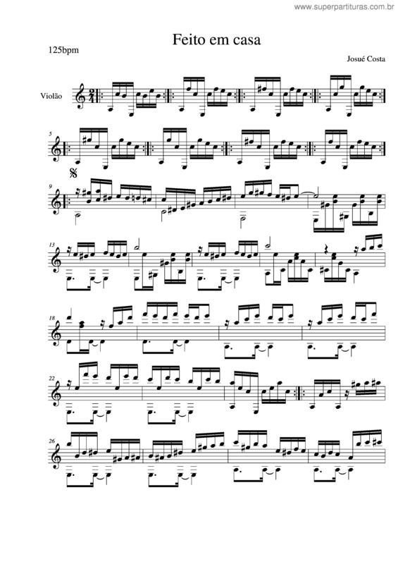 Partitura da música Feito em Casa