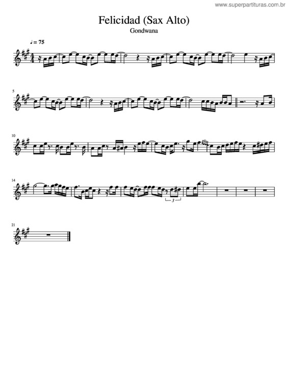 Partitura da música Felicidad