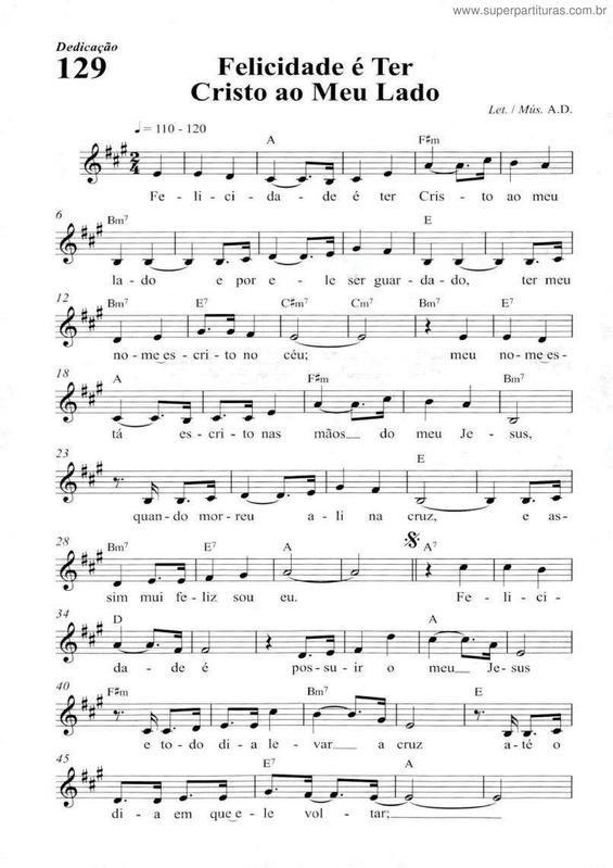 Partitura da música Felicidade É Ter Cristo Ao Meu Lado