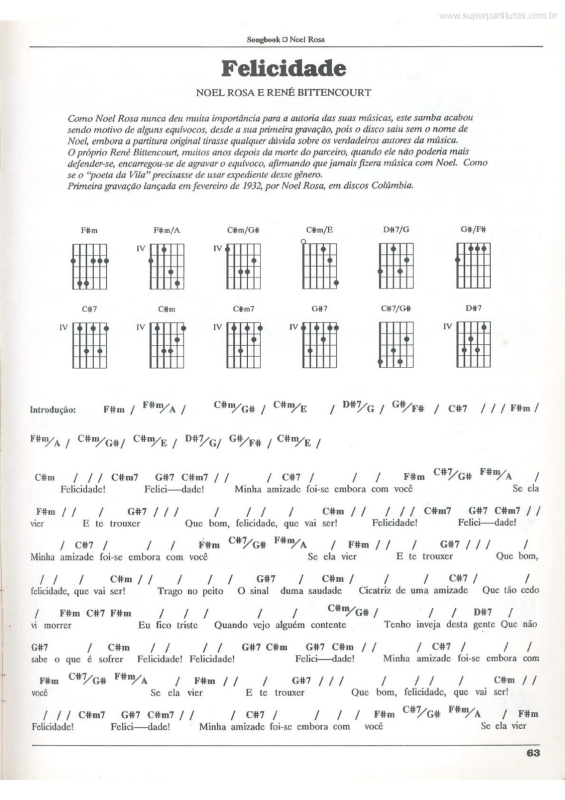 Partitura da música Felicidade v.3