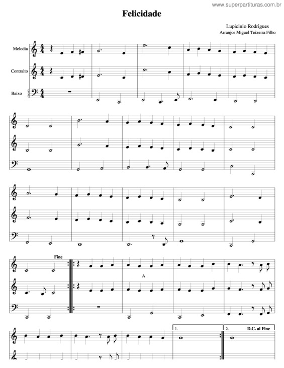 Partitura da música Felicidade v.5