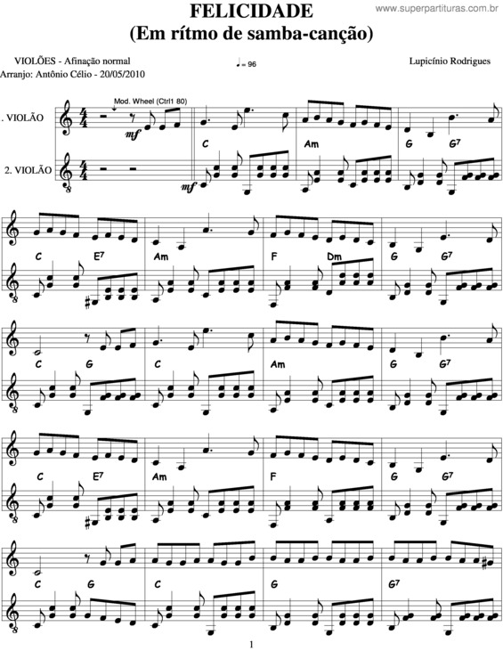 Partitura da música Felicidade v.7