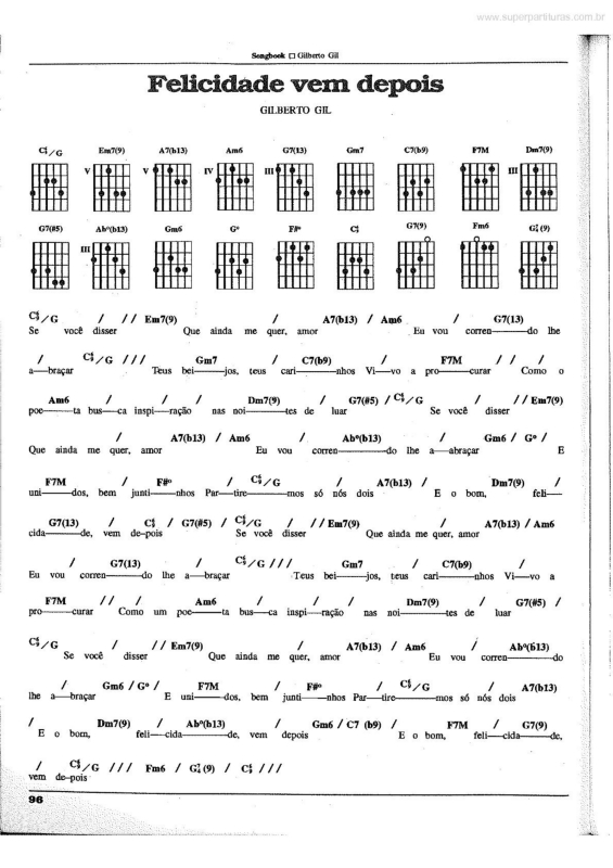 Partitura da música Felicidade Vem Depois