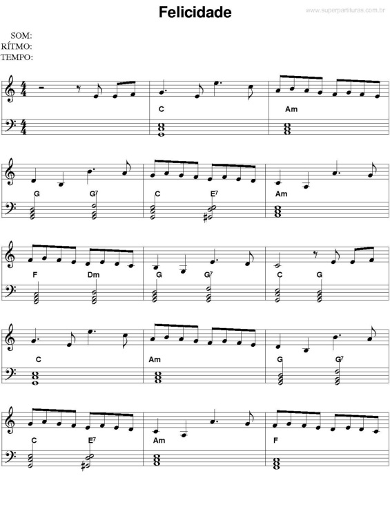 Partitura da música Felicidade