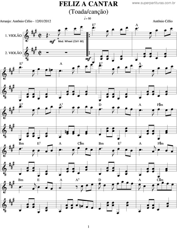 Partitura da música Feliz A Cantar