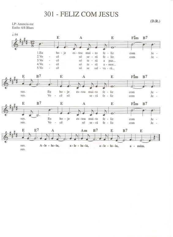 Partitura da música Feliz Com Jesus