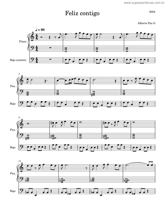 Partitura da música Feliz Contigo