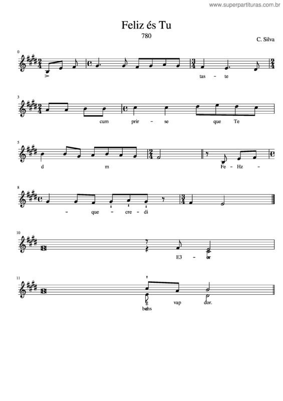 Partitura da música Feliz És Tu