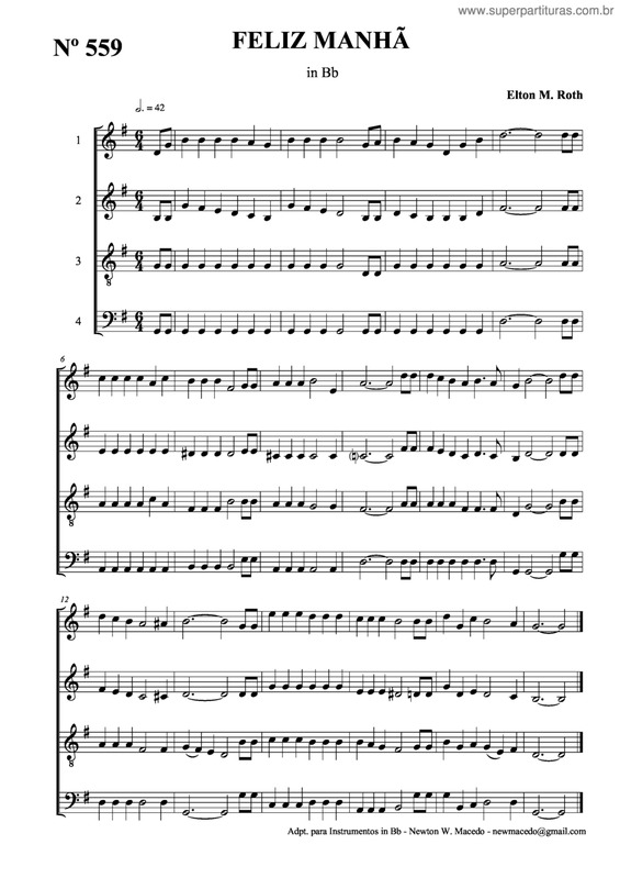 Partitura da música Feliz Manhã v.2